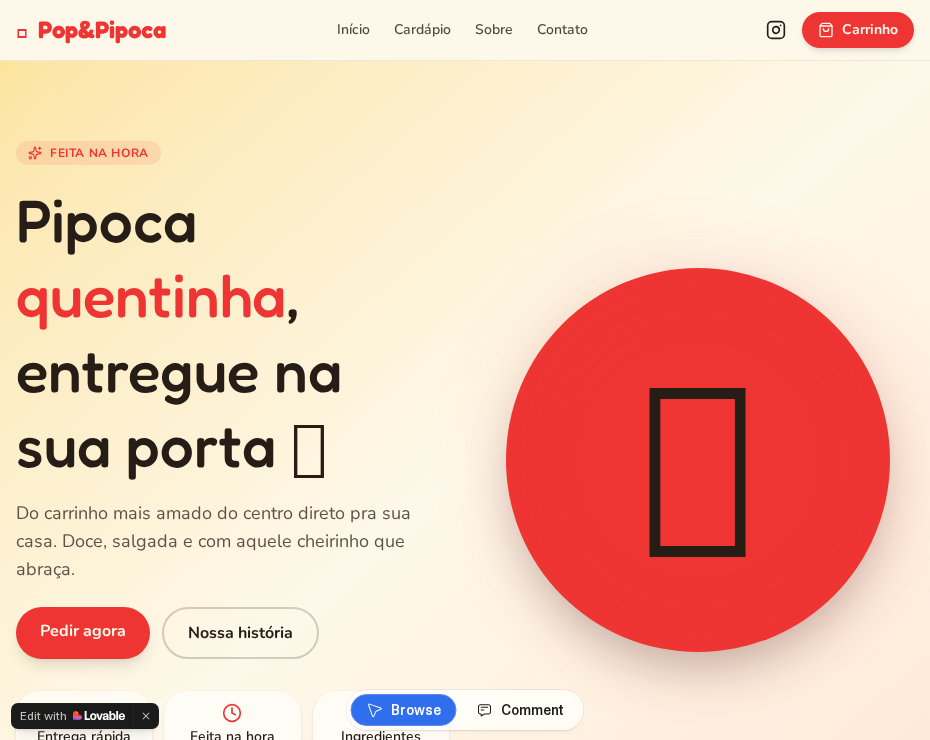 Preview do site Pop&Pipoca